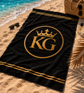 KG Luxury Strandtuch – 90x150 cm – Weiß/Gold & Schwarz/Gold