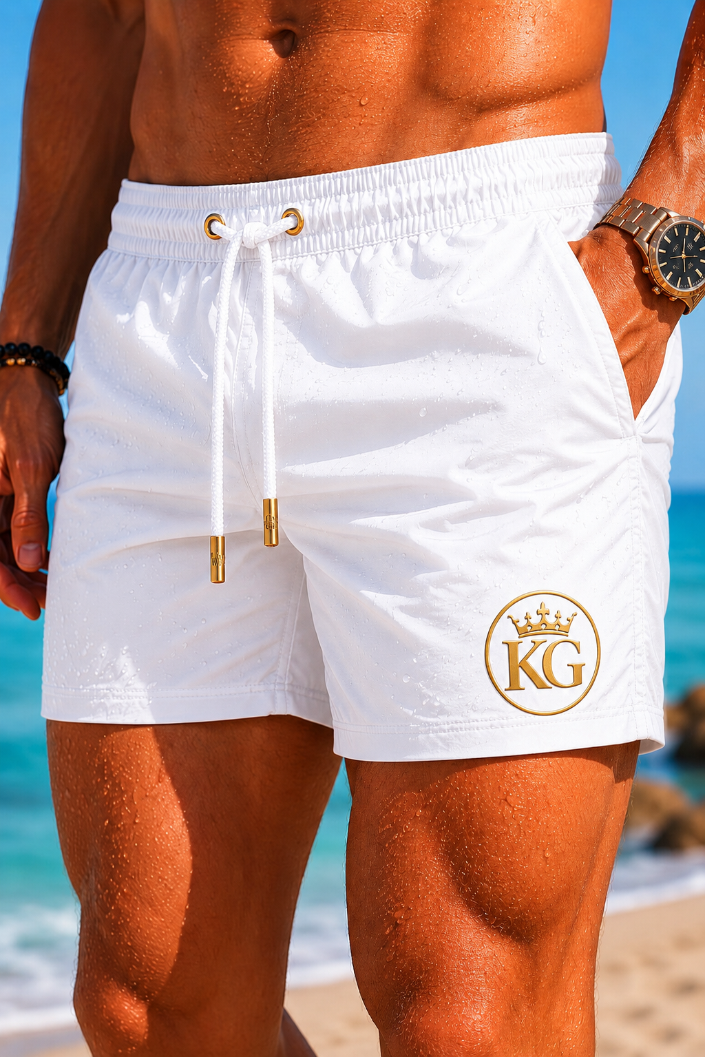 KG Luxury Badehose – Schwarz/Gold & Weiß/Gold